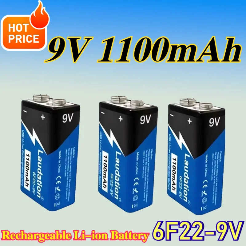 New 6F22 9V Rechargeable Battery 1100mAh Type-C 9V Charging Lithium Battery for Multimeters, Microphones, Toys, Remote Controls
New 6F22 9V Rechargeable Battery 1100mAh Type-C 9V Charging Lithium Battery for Multimeters, Microphones, Toys, Remote Controls