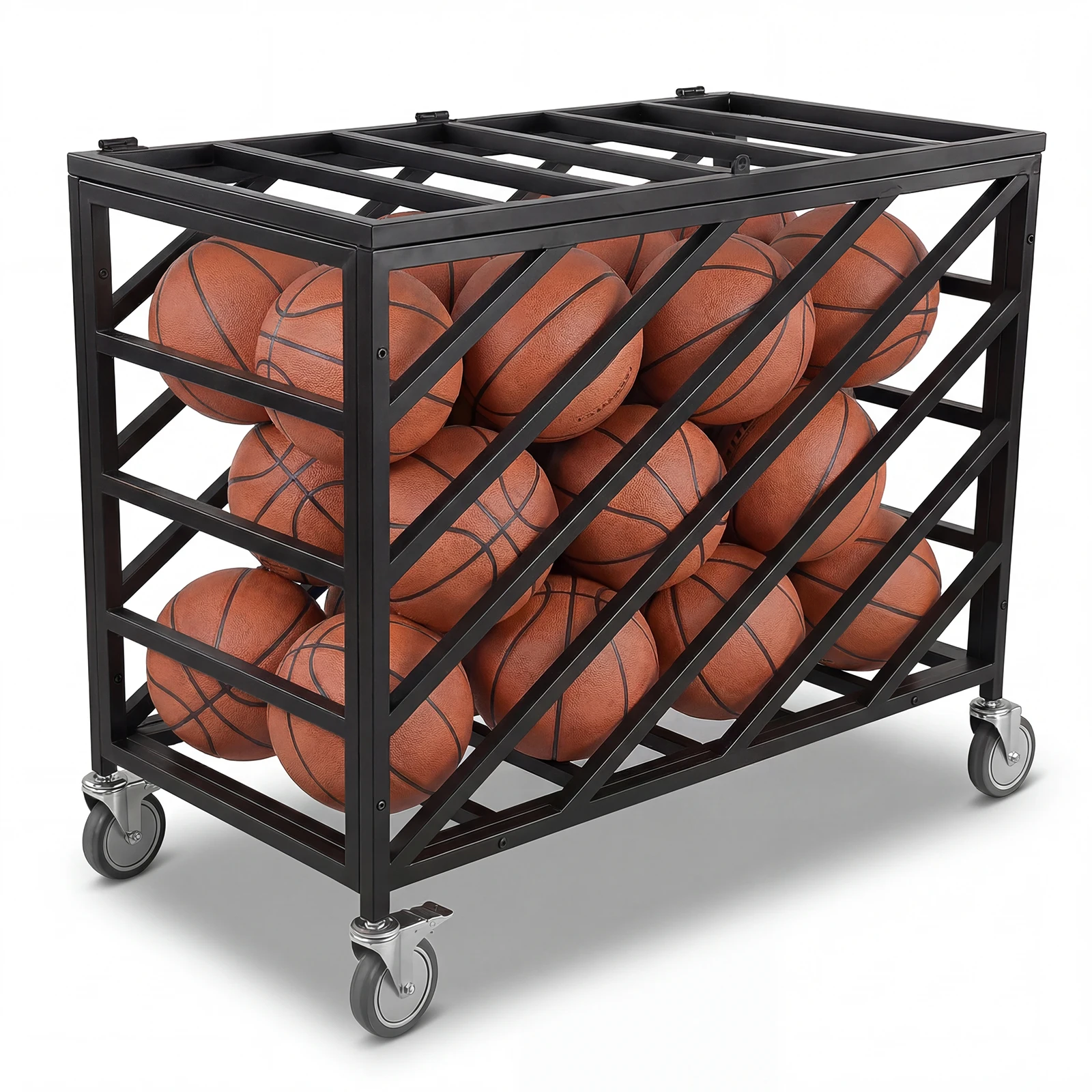 Basketball Rack with Wheels Rolling Exercise Ball Holder with Lockable Lid for Volleyball Gym Recess Soccer Playground
Basketball Rack with Wheels Rolling Exercise Ball Holder with Lockable Lid for Volleyball Gym Recess Soccer Playground