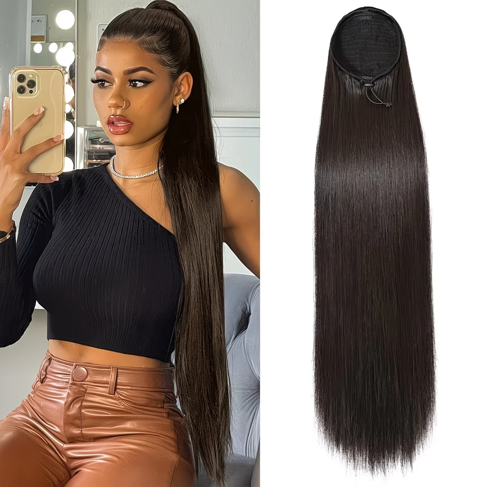 26 Inches Yaki Straight Drawstring Ponytail Long Synthetic Drawstring Ponytail Straight Ponytail Hair Extension for Women Girls
26 Inches Yaki Straight Drawstring Ponytail Long Synthetic Drawstring Ponytail Straight Ponytail Hair Extension for Women Girls