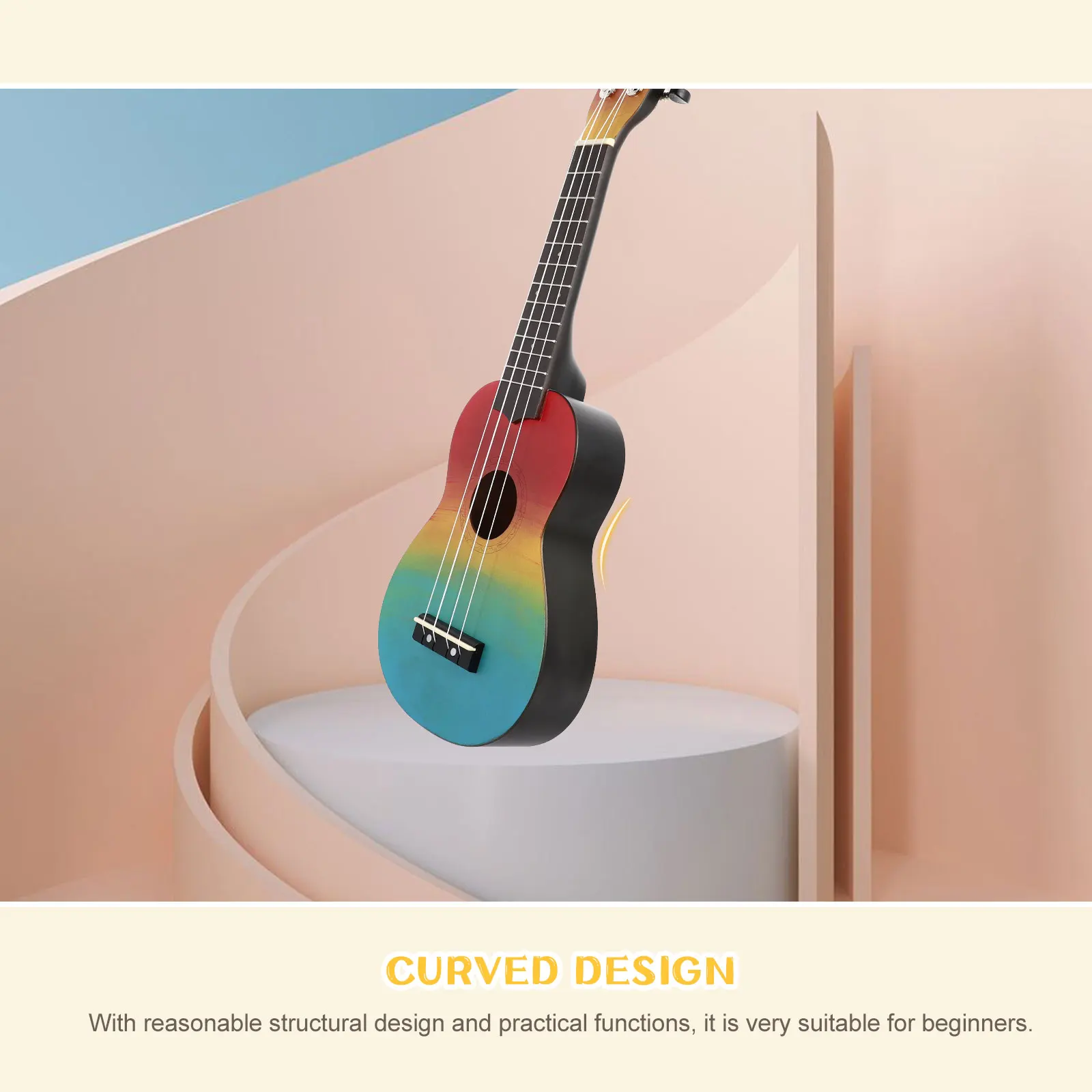 1 Set 21 Inches Wooden Ukulele Mini Guitar For Beginner Smooth Polished Acoustic Instrument Rainbow Design Kids Musical Starter
1 Set 21 Inches Wooden Ukulele Mini Guitar For Beginner Smooth Polished Acoustic Instrument Rainbow Design Kids Musical Starter