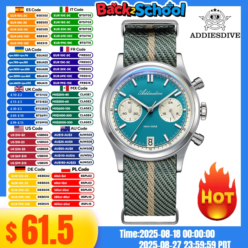 ADDIESDIVE 2025 New Men‘s Watch Bubble Mirror Glass 316L Steel BGW9 Blue Luminous 10Bar Waterproof Chronograph VK64 Quartz Watch
ADDIESDIVE 2025 New Men‘s Watch Bubble Mirror Glass 316L Steel BGW9 Blue Luminous 10Bar Waterproof Chronograph VK64 Quartz Watch