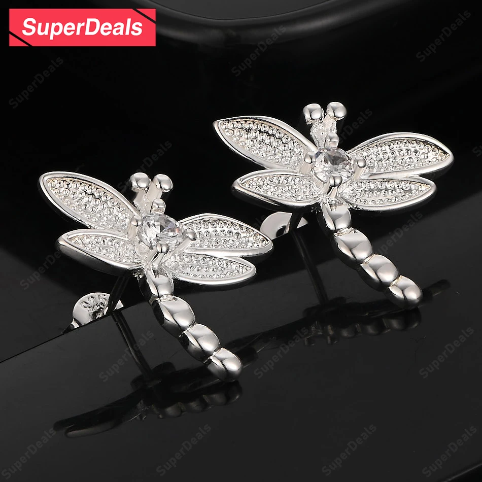 SuperDeals AAA Zircon 925 Sterling Silver Dragonfly Stud Earring For Women Happy Party Wedding Banquet Gift Beautiful Jewelry 
SuperDeals AAA Zircon 925 Sterling Silver Dragonfly Stud Earring For Women Happy Party Wedding Banquet Gift Beautiful Jewelry