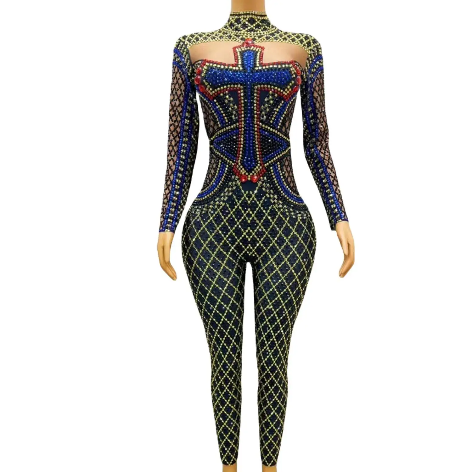 Sparkly Rhinestones Jumpsuit Women Long Sleeve Nightclub Prom Party Outfit Singer Dance Performance Costume Stage Wear Shizijia 
Sparkly Rhinestones Jumpsuit Women Long Sleeve Nightclub Prom Party Outfit Singer Dance Performance Costume Stage Wear Shizijia