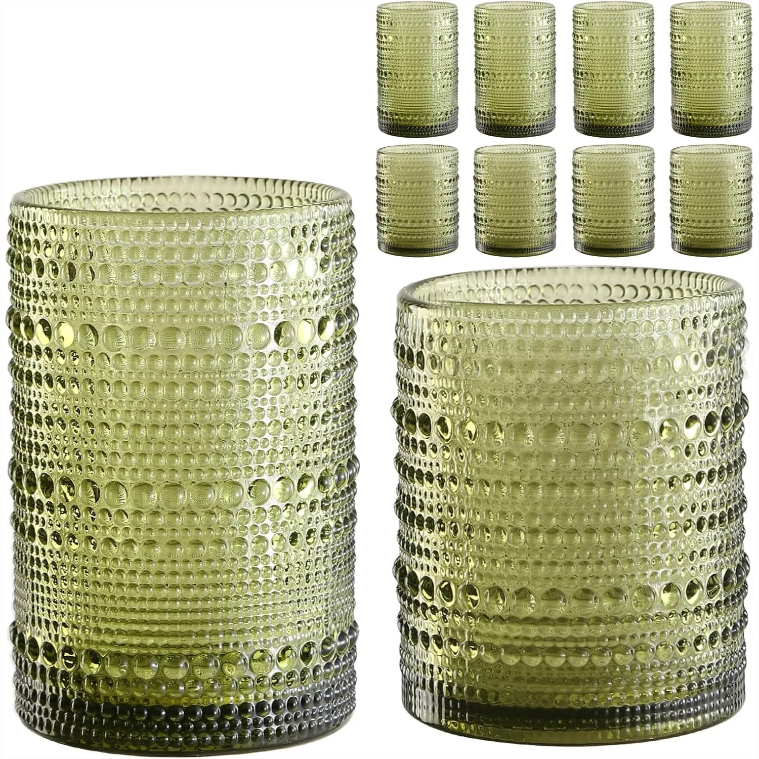 Vintage Hobnail Drinking Glasses Set of 8, 12 oz & 15 oz Highball Cups for Beer, Cocktail, Whiskey, Juice
Vintage Hobnail Drinking Glasses Set of 8, 12 oz & 15 oz Highball Cups for Beer, Cocktail, Whiskey, Juice