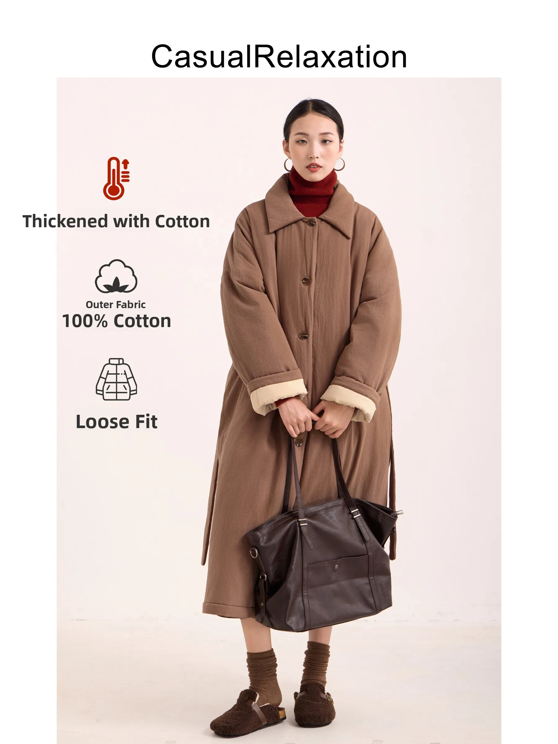 Thiened Pure Cotton Casual Women's Jaet Winter Warm Waist-Cinching Long Coat Button Closure Color Commute Sle
Thiened Pure Cotton Casual Women's Jaet Winter Warm Waist-Cinching Long Coat Button Closure Color Commute Sle