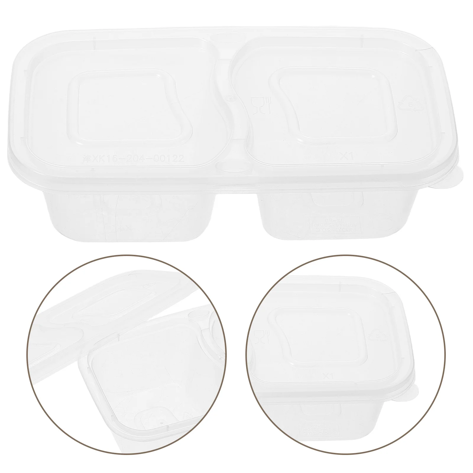 20Pcs Double Compartment Disposable Sauce Containers Leakproof Lid Portable for Picnic Travel Snack Dressing Snack Container 
20Pcs Double Compartment Disposable Sauce Containers Leakproof Lid Portable for Picnic Travel Snack Dressing Snack Container
