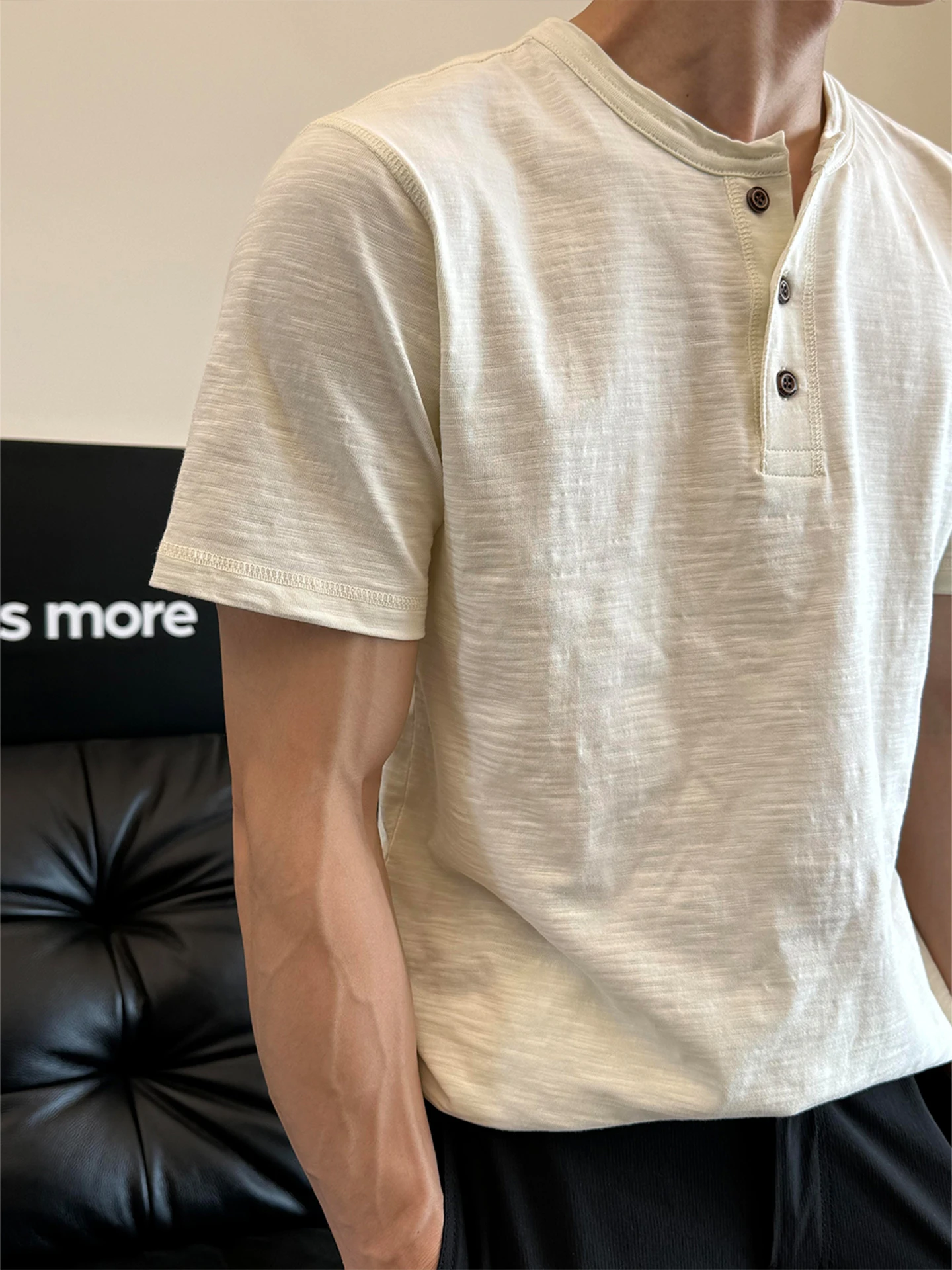 Henry Collar Linen Cotton Shirt Short Sleeve Men's Casual Half Sleeve T-Shirt American Wheat Color Summer Moisture Wicking
Henry Collar Linen Cotton Shirt Short Sleeve Men's Casual Half Sleeve T-Shirt American Wheat Color Summer Moisture Wicking