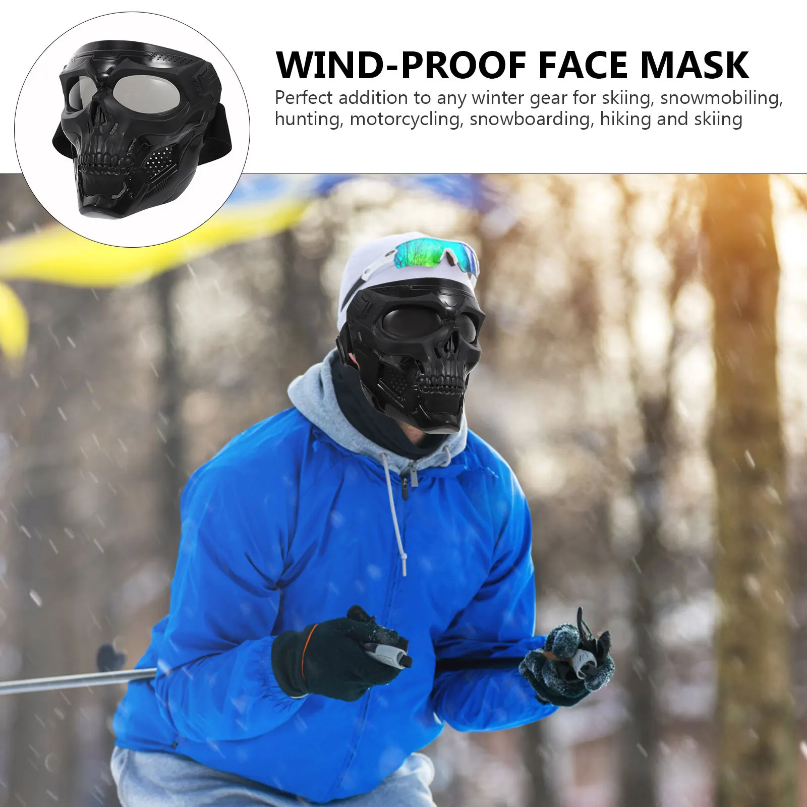 Ветрозащитный чехол для лица в форме черепа, очки для лица, муфта для езды на мотоцикле, зимняя уличная защита, зимняя необходимость, аксессуар для верховой езды
Ветрозащитный чехол для лица в форме черепа, очки для лица, муфта для езды на мотоцикле, зимняя уличная защита, зимняя необходимость, аксессуар для верховой езды