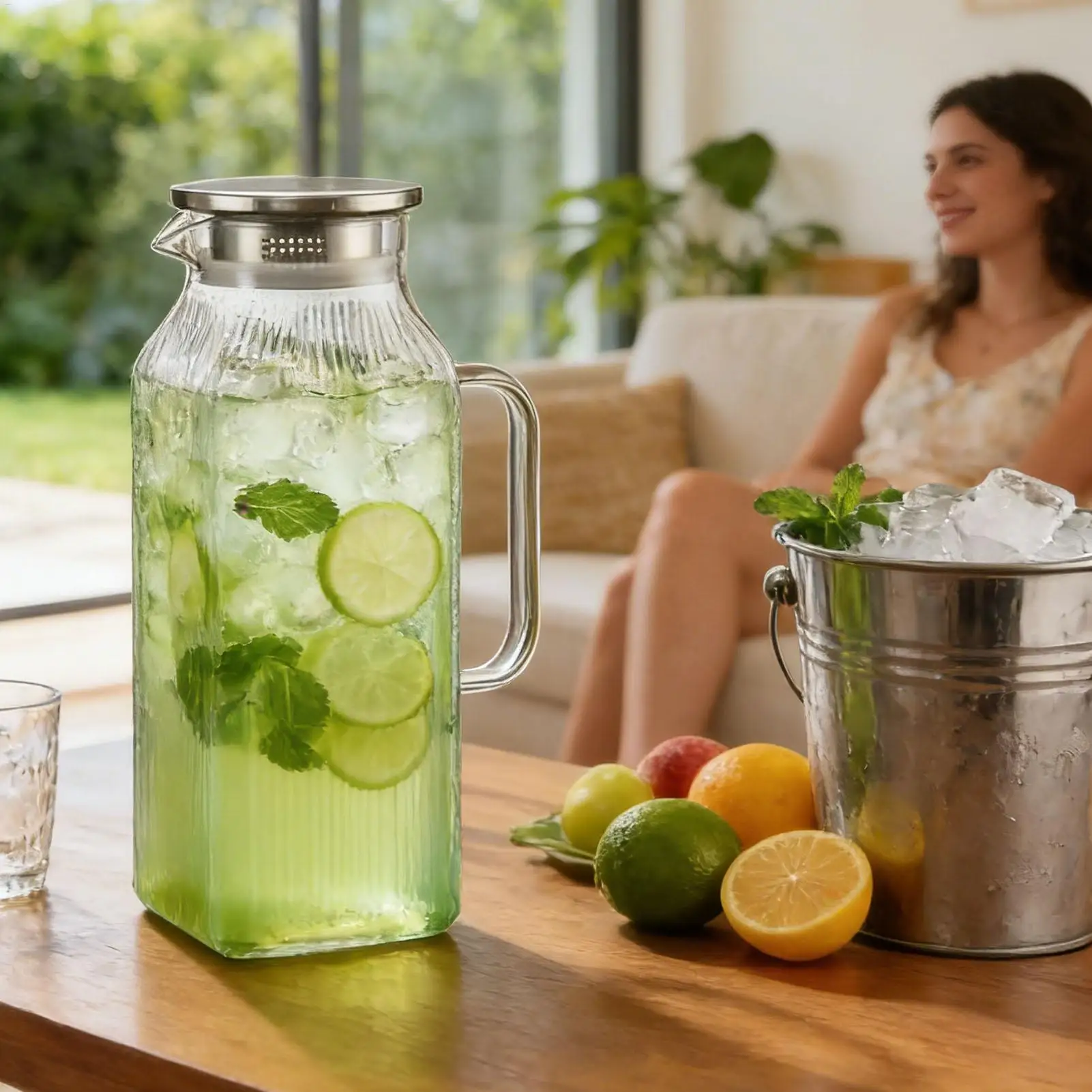 2000ml Clear Large Thickened Pitcher with Lid Handle Water Carafe for Beverage Liquids Refrigerator Kitchen Home Camping Picnic
2000ml Clear Large Thickened Pitcher with Lid Handle Water Carafe for Beverage Liquids Refrigerator Kitchen Home Camping Picnic
