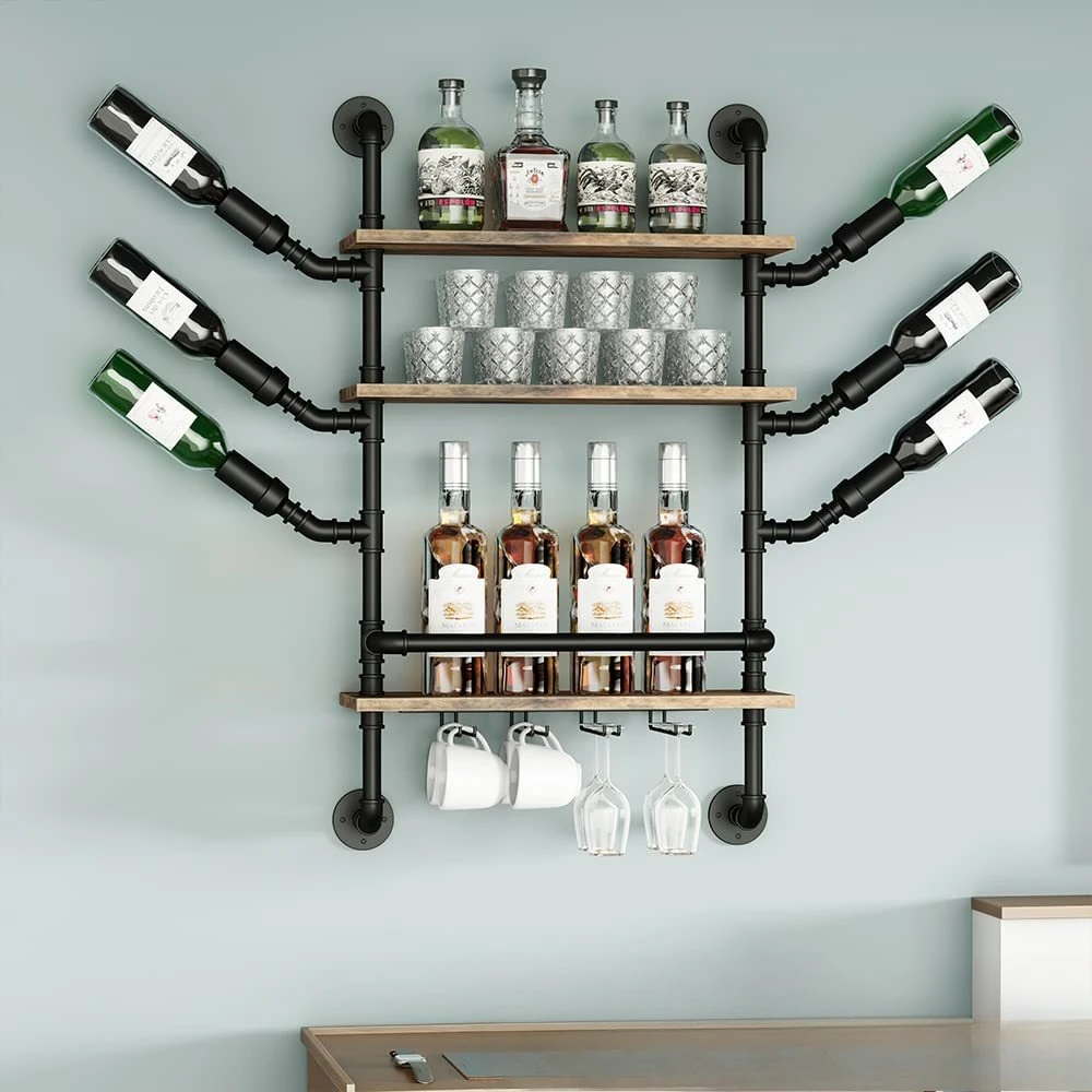 Industrial wind, water pipe, wall mounted, red wine, display stand, goblet, display, bar, wall, storage
Industrial wind, water pipe, wall mounted, red wine, display stand, goblet, display, bar, wall, storage