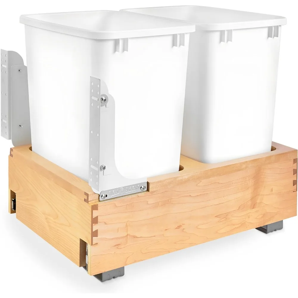 Double 35 Qt Wood Bottom Mount Pullout Under Cabinet Trash Can Waste Container with Full Extension Ball Bearings
Double 35 Qt Wood Bottom Mount Pullout Under Cabinet Trash Can Waste Container with Full Extension Ball Bearings