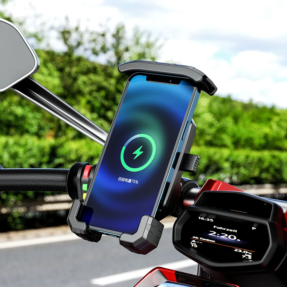 15W Wireless Charger Motorcycle Phone Holder USB QC2.0/3.0 Cellphone Support Adjustable Cell Phone Holder for Motorcycle Scooter
15W Wireless Charger Motorcycle Phone Holder USB QC2.0/3.0 Cellphone Support Adjustable Cell Phone Holder for Motorcycle Scooter