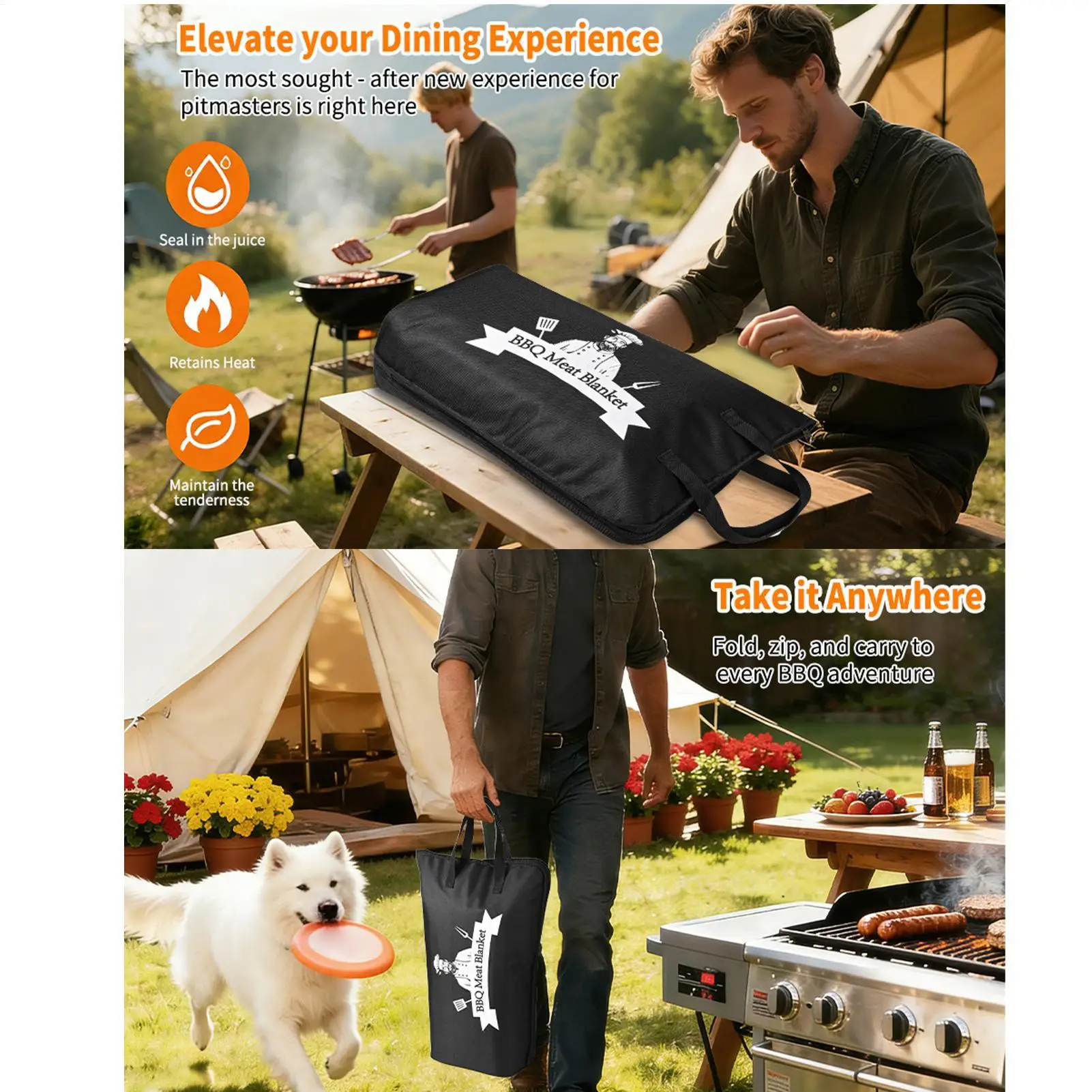 Black Oxford cloth Foldable Barbecue Grill Break Bag Insulated Meat Resting Bag for Large Brisket Beef for Outdoor Picnic
Black Oxford cloth Foldable Barbecue Grill Break Bag Insulated Meat Resting Bag for Large Brisket Beef for Outdoor Picnic
