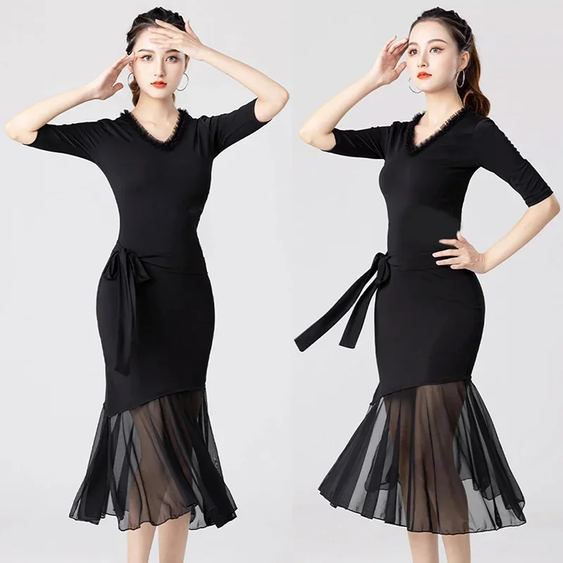 Latin Dance Dress Short-sleeve Latin Dance Costumes Training Dance wear dress for women female Ballroom tango Cha Cha Rumba
Latin Dance Dress Short-sleeve Latin Dance Costumes Training Dance wear dress for women female Ballroom tango Cha Cha Rumba