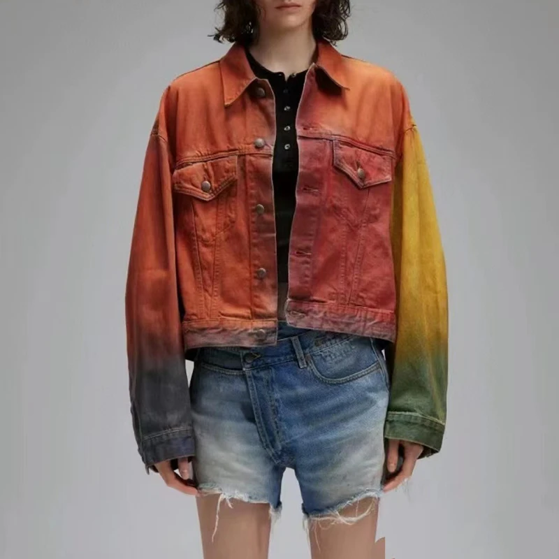 Washed Spray Color Denim Jacket,Fashion High Street Versatile Jacket,High Quality Cotton Top,Women's 2024,Summer,New,Y2K
Washed Spray Color Denim Jacket,Fashion High Street Versatile Jacket,High Quality Cotton Top,Women's 2024,Summer,New,Y2K