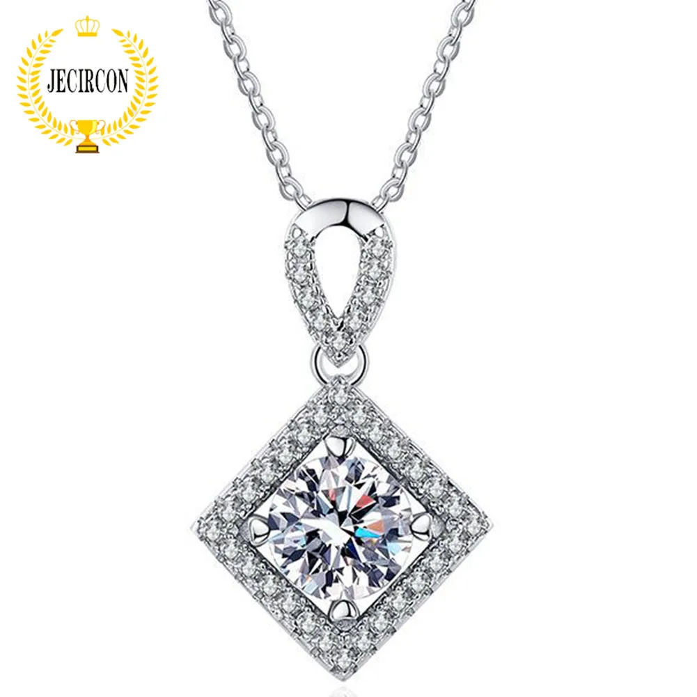 JECIRCON 925 Sterling Silver Moissanite Necklace for Women Geometric Square Micro-set Diamond Pendant Plated PT950 Party Jewelry
JECIRCON 925 Sterling Silver Moissanite Necklace for Women Geometric Square Micro-set Diamond Pendant Plated PT950 Party Jewelry
