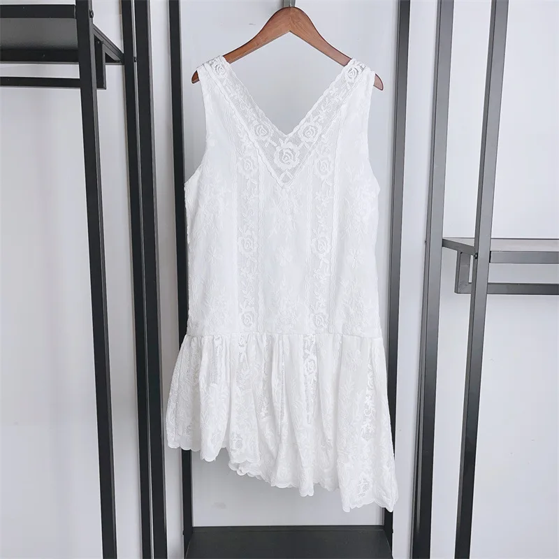 Mini Dress for Ladies 2024 New Summer Spring Lace Asymmetric V-neck Loose Sexy Sleeveless Short Robes
Mini Dress for Ladies 2024 New Summer Spring Lace Asymmetric V-neck Loose Sexy Sleeveless Short Robes