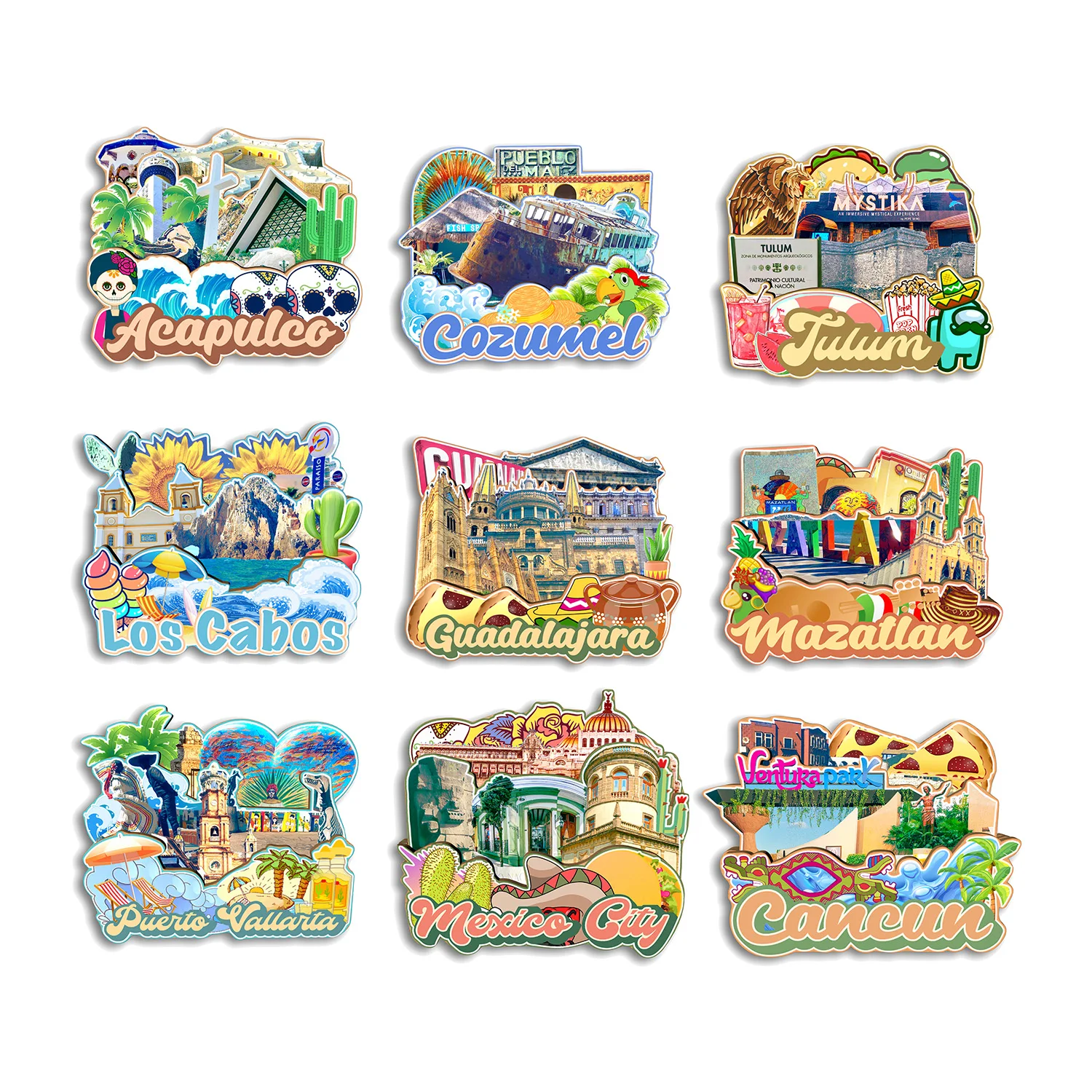 Cancun Mexico City Puerto Vallarta Mazatlan Los Cabos Tulum Cozumel Acapulco Mecico Fridge Magnet Travel Souvenir Gift
Cancun Mexico City Puerto Vallarta Mazatlan Los Cabos Tulum Cozumel Acapulco Mecico Fridge Magnet Travel Souvenir Gift