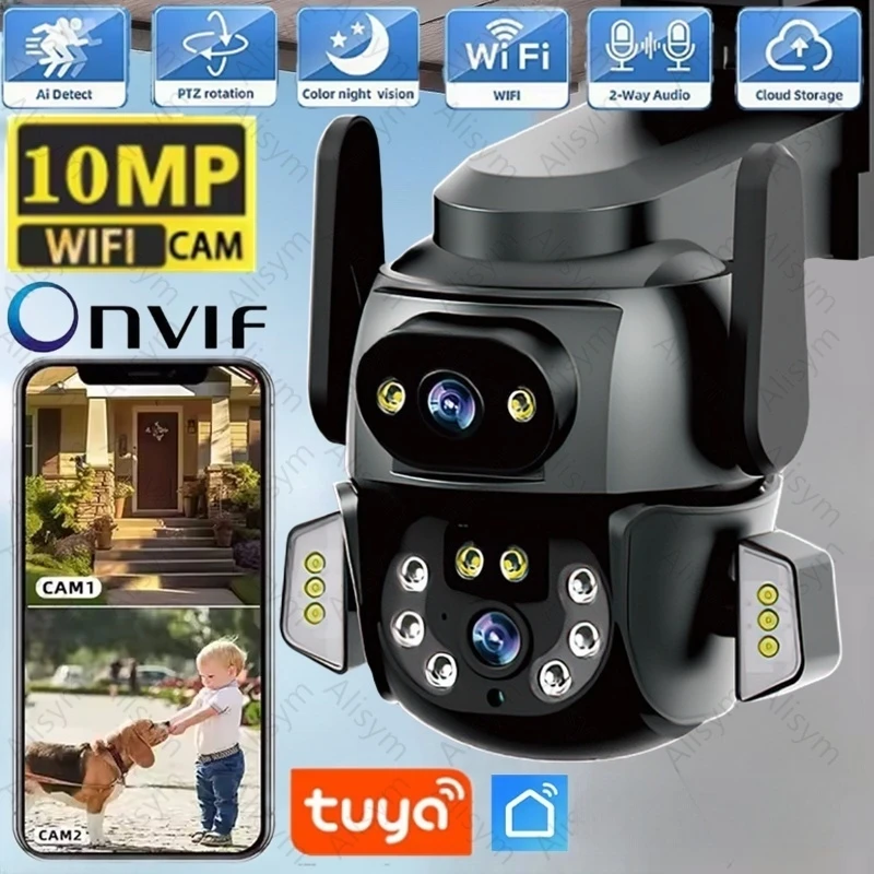 5K 10MP HD Wifi PTZ Camera Outdoor 5MP Dual Lens Dual Screen AI Auto Tracking IP Cameras CCTV Audio Video Surveillance Cam Tuya
5K 10MP HD Wifi PTZ Camera Outdoor 5MP Dual Lens Dual Screen AI Auto Tracking IP Cameras CCTV Audio Video Surveillance Cam Tuya