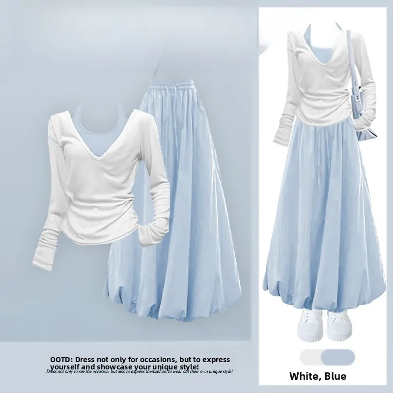 Faionable Spring Set Women's Dopane Long Sve Top with Strap High Waist Slimming Flower Bud Skirt Two Piece Set
Faionable Spring Set Women's Dopane Long Sve Top with Strap High Waist Slimming Flower Bud Skirt Two Piece Set