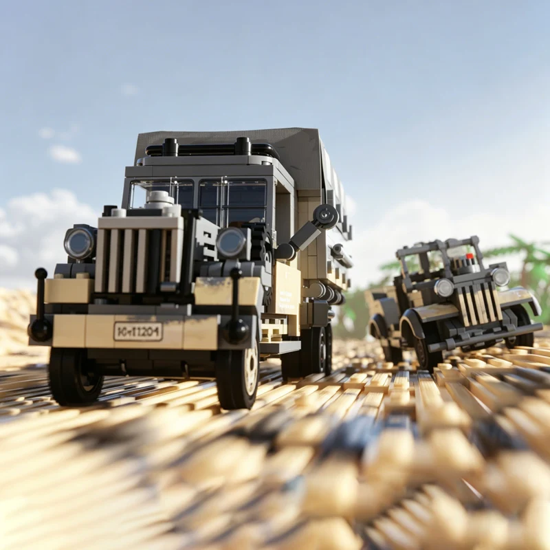 Pt 1 Cargo Truck And Staff Car Model MOC Building Bricks War Equipment Modular Technology Gifts Holiday Assemble Children Toys
Pt 1 Cargo Truck And Staff Car Model MOC Building Bricks War Equipment Modular Technology Gifts Holiday Assemble Children Toys