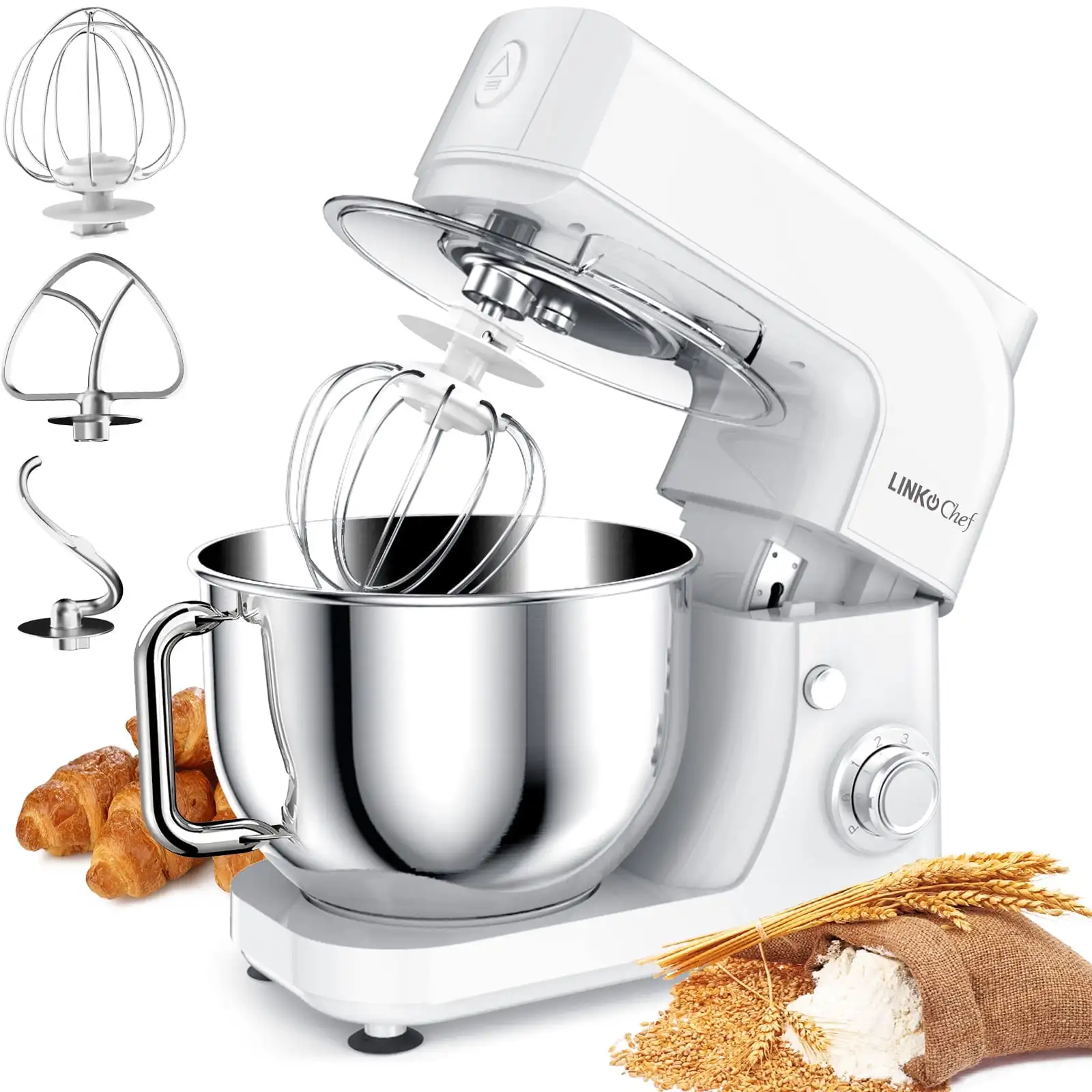 Настольный миксер, 5,3QT, 800 Вт, 6 + P, скорость с венчиком, крючком для теста и венчиком (белый)
Настольный миксер, 5,3QT, 800 Вт, 6 + P, скорость с венчиком, крючком для теста и венчиком (белый)