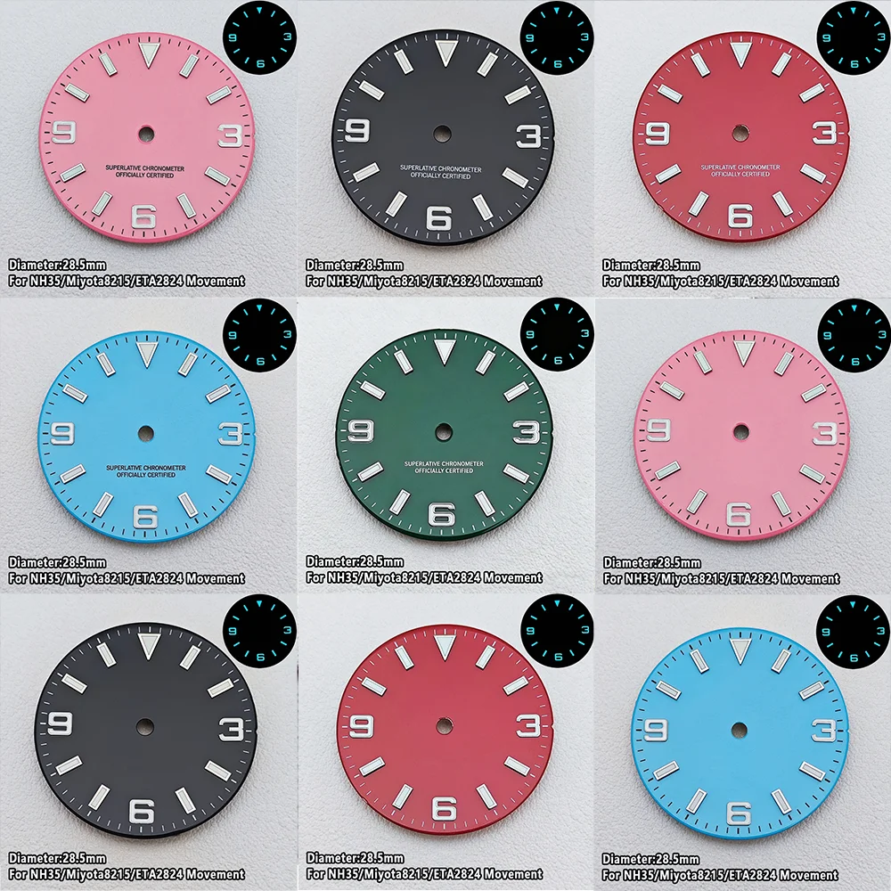 NH35 Dial NH35 Tiffany Blue Dials 28.5mm Blue Green Luminous Watch Dial For NH35 M8215 ETA2824 Movement Watch Dials Accessories
NH35 Dial NH35 Tiffany Blue Dials 28.5mm Blue Green Luminous Watch Dial For NH35 M8215 ETA2824 Movement Watch Dials Accessories