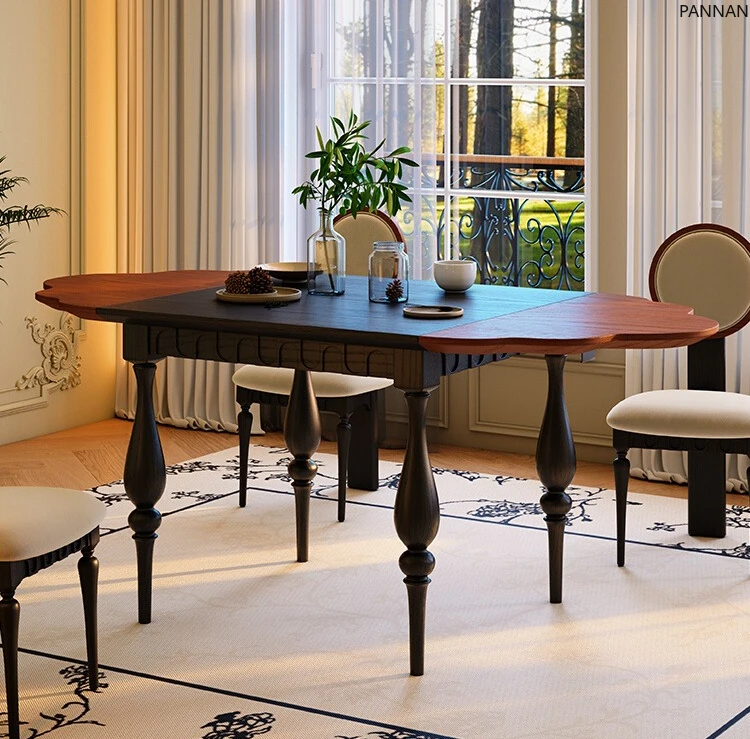 Solid wood dining table French retro ash wood dining table foldable dining table and chair combination
Solid wood dining table French retro ash wood dining table foldable dining table and chair combination