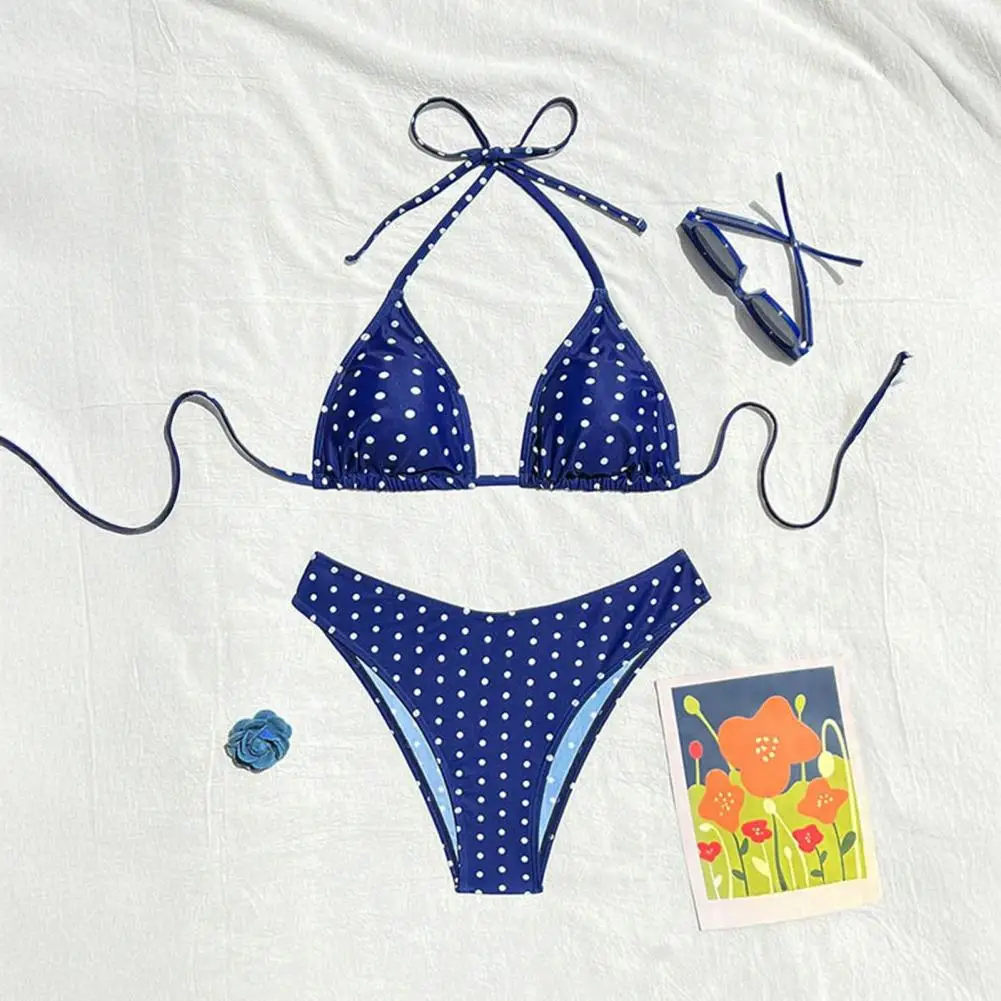 Sexy Split Swimsuit Women’s Polka Dot Bikini Set Sexy Halter Triangle Top Thong Bottom Two-piece Swimsuit for Beach Pool Party
Sexy Split Swimsuit Women’s Polka Dot Bikini Set Sexy Halter Triangle Top Thong Bottom Two-piece Swimsuit for Beach Pool Party