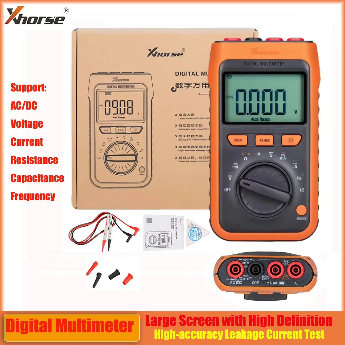 Цифровой мультиметр Xhorse с большим экраном и высокой четкостью, высокоточный тест тока утечки, поддержка напряжения переменного/постоянного тока/сопротивления
Цифровой мультиметр Xhorse с большим экраном и высокой четкостью, высокоточный тест тока утечки, поддержка напряжения переменного/постоянного тока/сопротивления