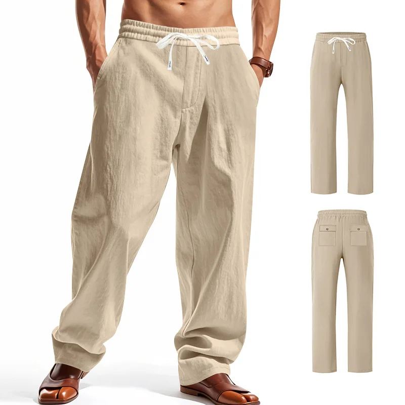 New European and American Style Men's Casual Pants Loose Linen Fabric Casual Wide-leg Trendy Beach Sports Breathable Long Pants
New European and American Style Men's Casual Pants Loose Linen Fabric Casual Wide-leg Trendy Beach Sports Breathable Long Pants