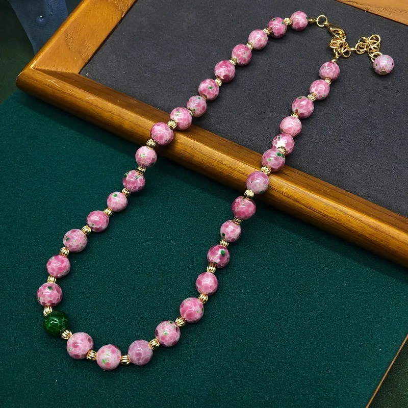 Vintage Court Style Jewelry, Pink Frog Skin, Glazed Beaded Necklace, Bracelet, Earrings, Versatile Set, Elegant and Simple Style
Vintage Court Style Jewelry, Pink Frog Skin, Glazed Beaded Necklace, Bracelet, Earrings, Versatile Set, Elegant and Simple Style