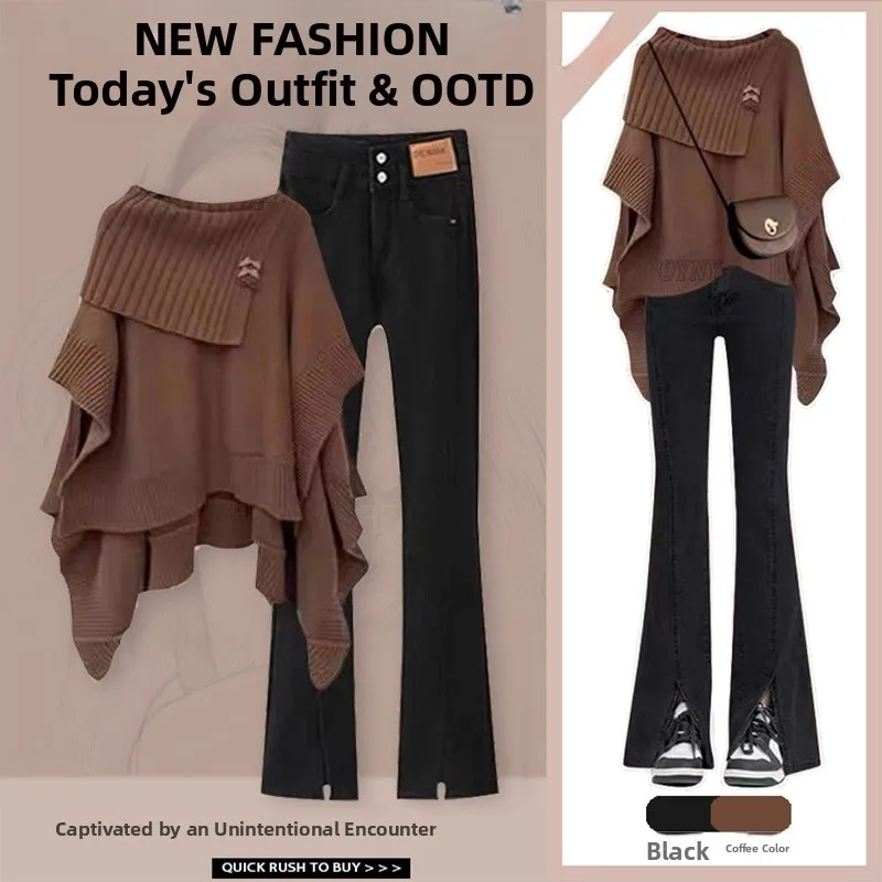 Irregular Knitted Sweater Early Autumn Outfit Set Casual Long Pants Slimming Jeans Split Waist-Cinching Faion Ensemble
Irregular Knitted Sweater Early Autumn Outfit Set Casual Long Pants Slimming Jeans Split Waist-Cinching Faion Ensemble