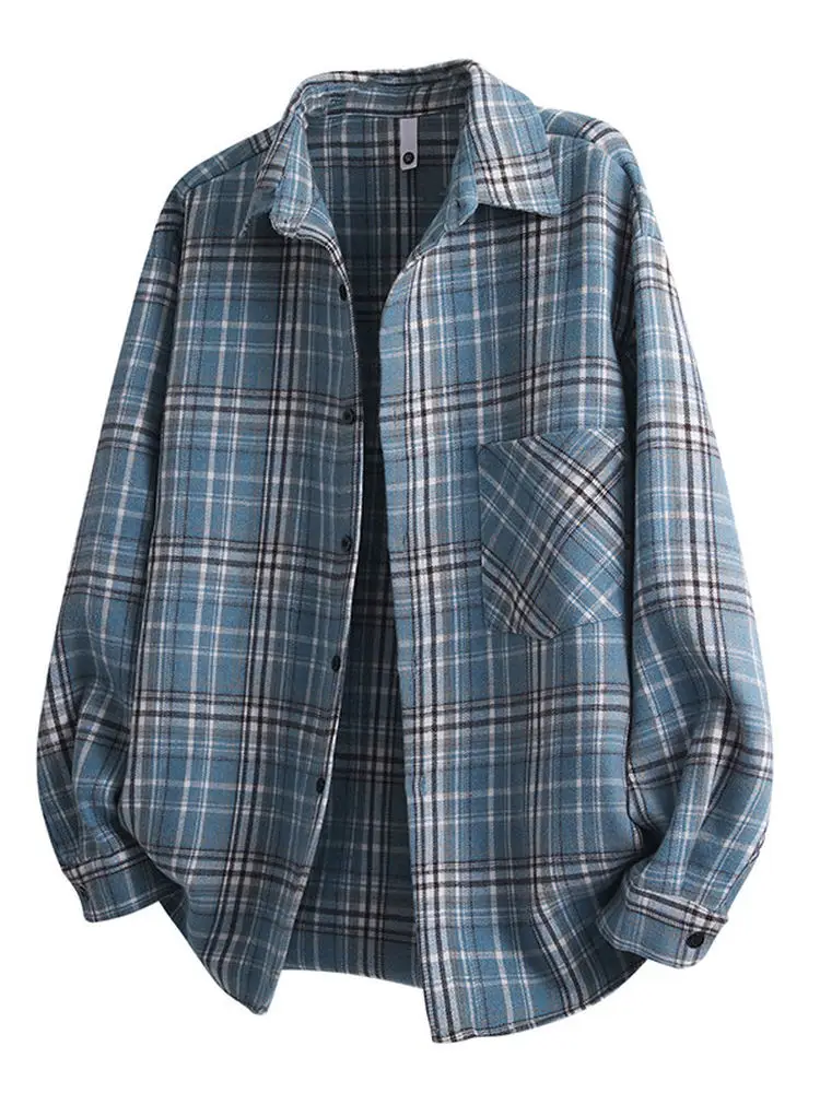 Blue Plaid Loose Fit Long Sleeve Shirt Men's Autumn Fashion Hong Kong Style Retro Shoulder Length Collar Jacket plus Size
Blue Plaid Loose Fit Long Sleeve Shirt Men's Autumn Fashion Hong Kong Style Retro Shoulder Length Collar Jacket plus Size
