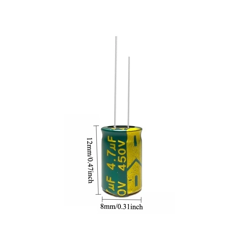 145pcs 450V 4.7uF Electrolytic Capacitor High Frequency Low ESR Long Life Green Gold 8x12mm for Power Supply
145pcs 450V 4.7uF Electrolytic Capacitor High Frequency Low ESR Long Life Green Gold 8x12mm for Power Supply