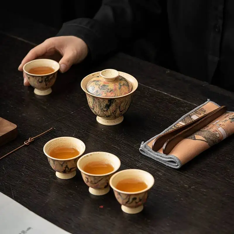 Dunhuang Oil Painting Handmade Underglaze Color Covered Bowl Cup Small Home Retro Chinese Style Hand-Painted Tea Set
Dunhuang Oil Painting Handmade Underglaze Color Covered Bowl Cup Small Home Retro Chinese Style Hand-Painted Tea Set