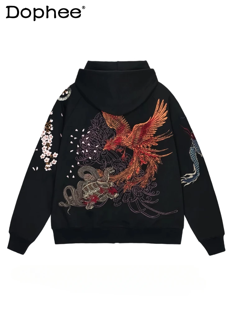 Blue Dragon White Tiger Suzaku Xuanwu Yokosuka Embroidery Hoodies Coats Boys Spring New Zipper Cotton Hooded Sweatshirts Jackets
Blue Dragon White Tiger Suzaku Xuanwu Yokosuka Embroidery Hoodies Coats Boys Spring New Zipper Cotton Hooded Sweatshirts Jackets