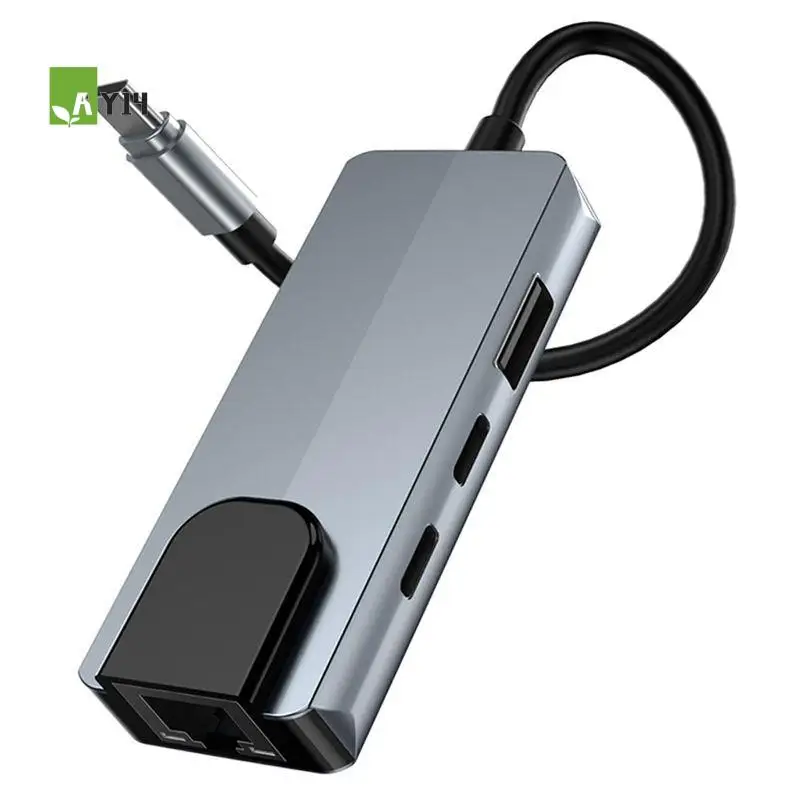 AY14 -4-In-1 USB C HUB Adapter Docking Station With Dual USB C And RJ45 For Pro/Air Laptop