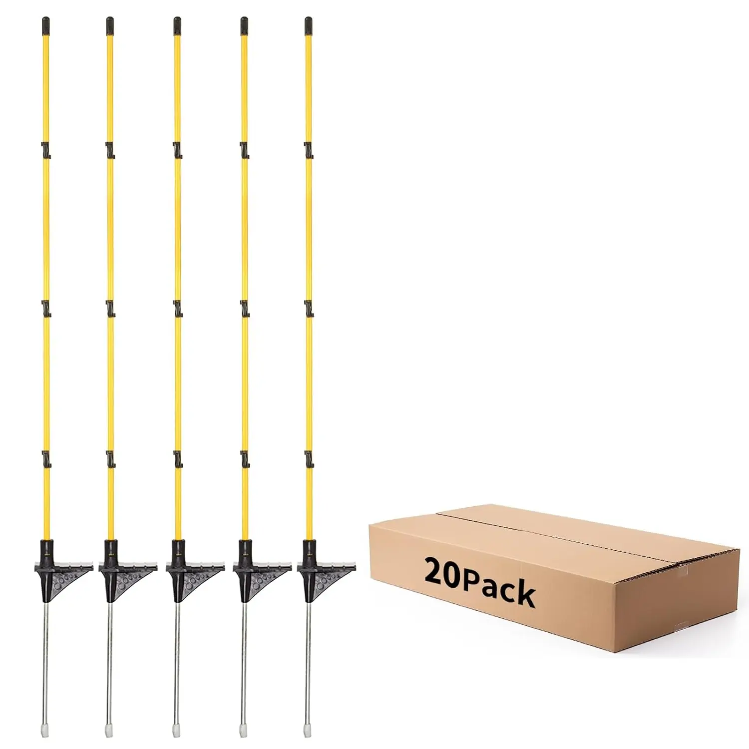 46-Inch Adjustable Electric Fence Posts, 20PCS Fiberglass Step-in Posts with Metal Spikes for Garden and Lawn
46-Inch Adjustable Electric Fence Posts, 20PCS Fiberglass Step-in Posts with Metal Spikes for Garden and Lawn
