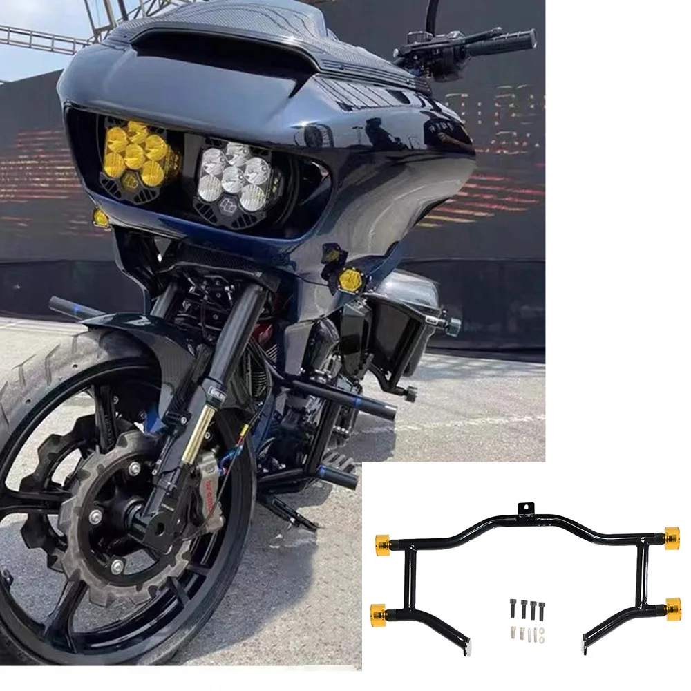 Front Engine Double Protect Club Style Guard Crash Bars Bumpers with Colorful Wheels For Harley Touring Road Street Glide 09-23
Front Engine Double Protect Club Style Guard Crash Bars Bumpers with Colorful Wheels For Harley Touring Road Street Glide 09-23