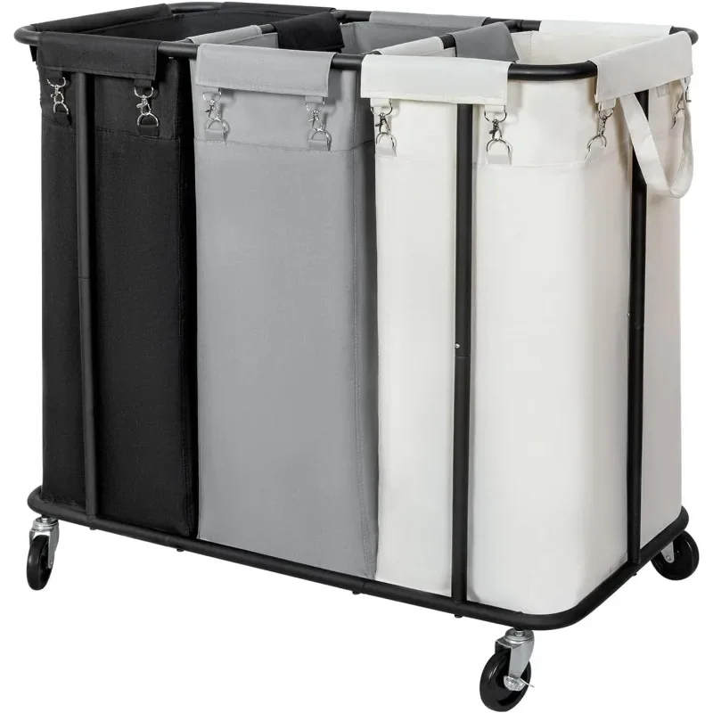 Laundry Hamper with Wheels 260L Rolling Laundry Basket 3 Section Organizer Laundry Cart with Steel Frame and Removable Bags
Laundry Hamper with Wheels 260L Rolling Laundry Basket 3 Section Organizer Laundry Cart with Steel Frame and Removable Bags