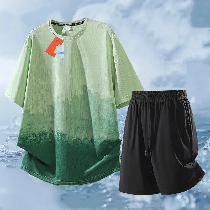 Men Gradient Mountain Print Ice Silk Quick Dry Short Sleeve Set Summer Loose Breathable Sport Shorts Two Piece Outfit S-4XL
Men Gradient Mountain Print Ice Silk Quick Dry Short Sleeve Set Summer Loose Breathable Sport Shorts Two Piece Outfit S-4XL