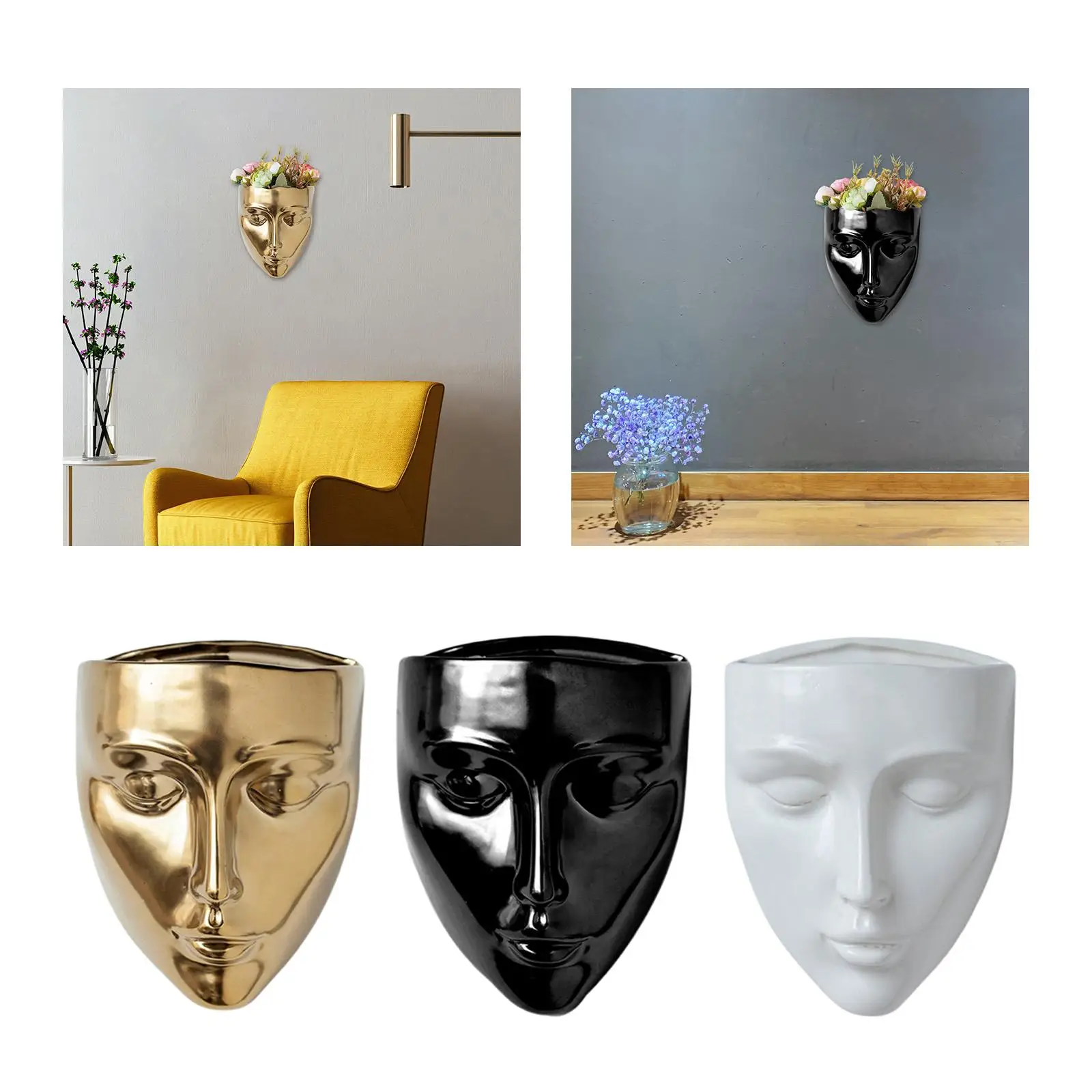 Face Flower Pot Hanging Basket Pot Vase Decoration Plants Holder Wall Mount Head
Face Flower Pot Hanging Basket Pot Vase Decoration Plants Holder Wall Mount Head