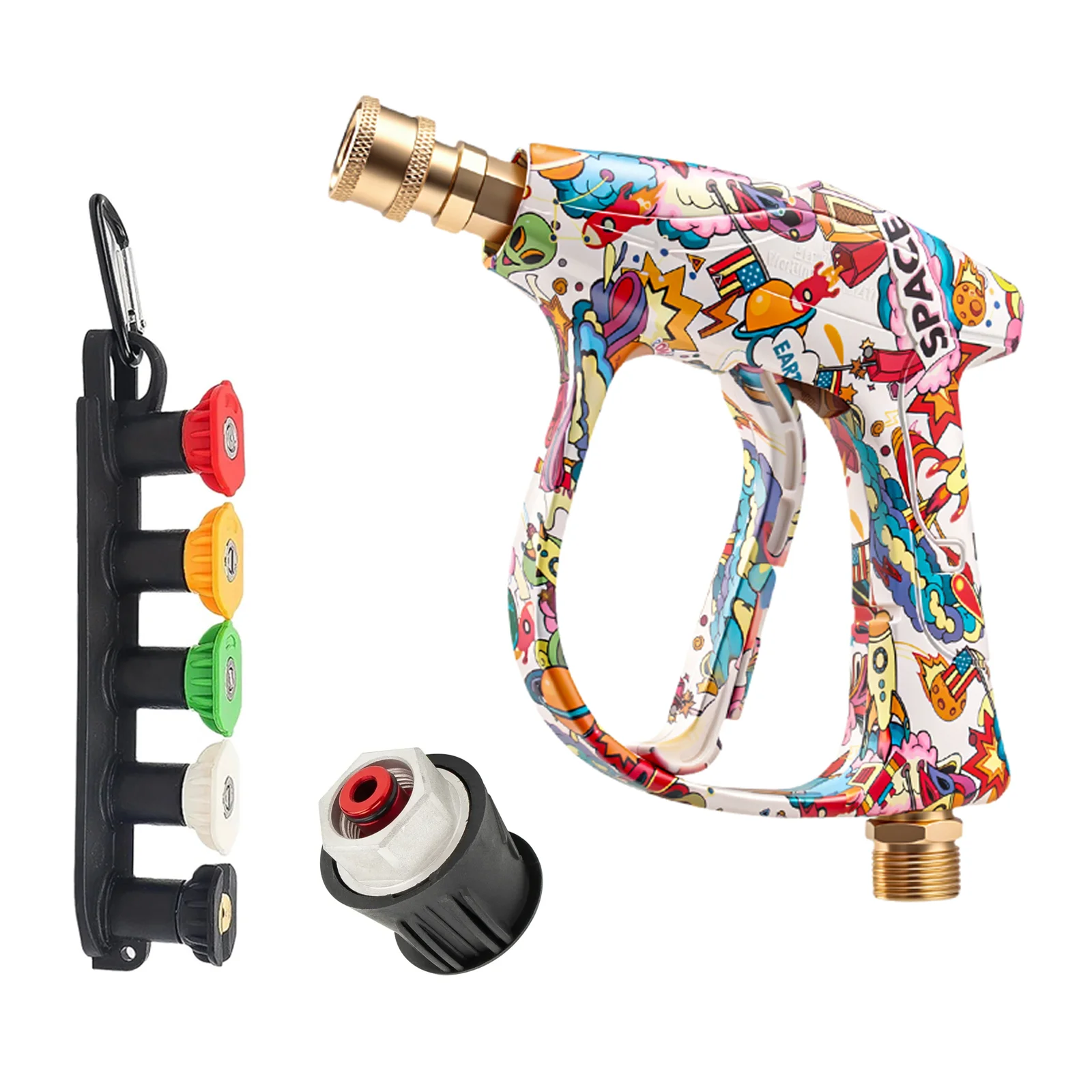 Short Pressure Washer Gun 1/4" Quick Connector High Pressure Car Wash Gun with Lavor Adapter 5 Spray Nozzles
Short Pressure Washer Gun 1/4" Quick Connector High Pressure Car Wash Gun with Lavor Adapter 5 Spray Nozzles