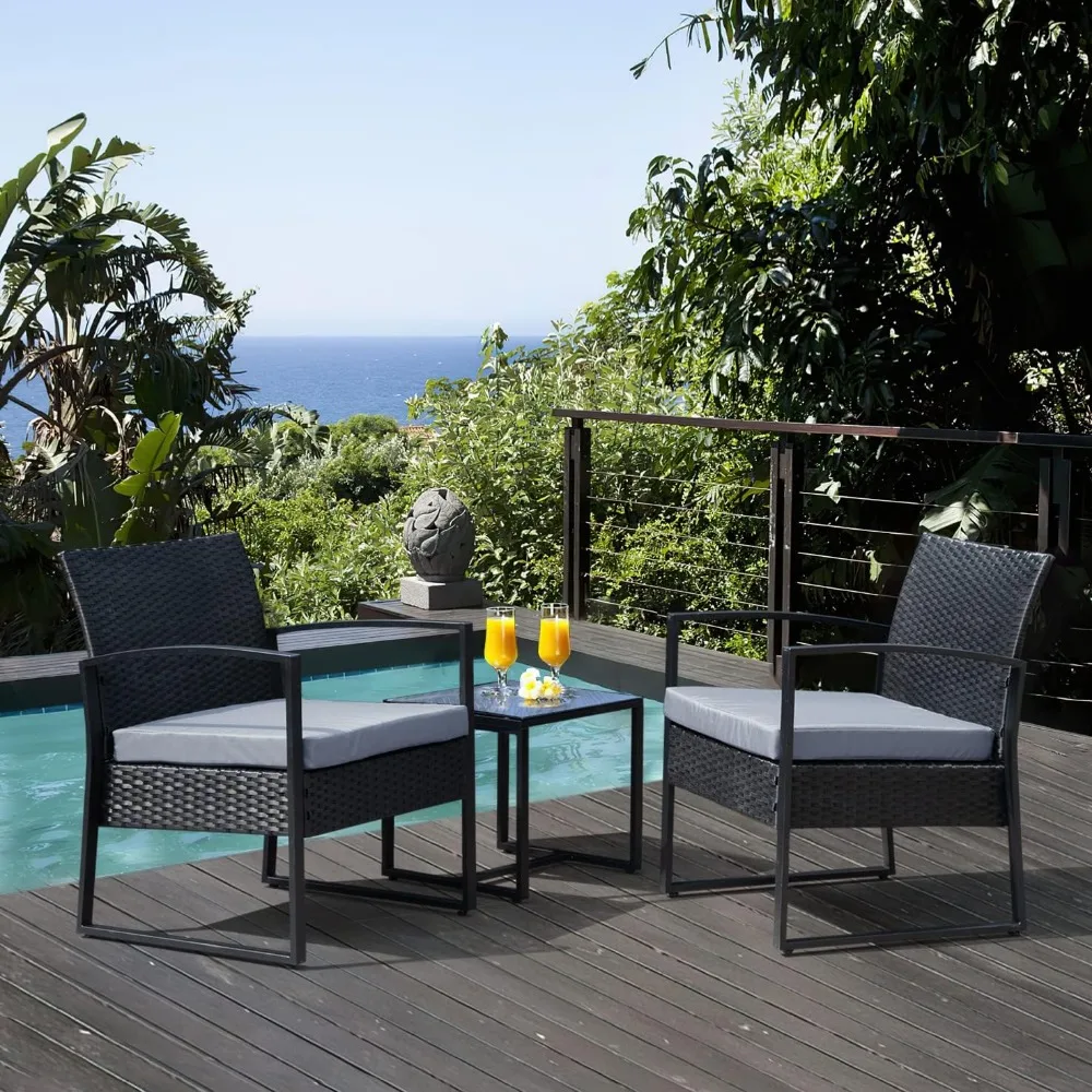 3 Pieces Outdoor Patio Furniture Set Wicker Rattan Chair Set Patio Bistro Conversation Set 3 Pcs with Coffee Table for Yard & Bi
3 Pieces Outdoor Patio Furniture Set Wicker Rattan Chair Set Patio Bistro Conversation Set 3 Pcs with Coffee Table for Yard & Bi