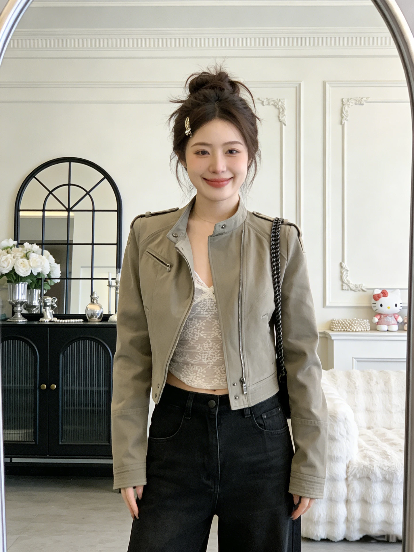 American Retro Green Stand Collar Workwear Jacket Women's Spring New Style Beautiful Small Outerwear Standard Fit Commute Style
American Retro Green Stand Collar Workwear Jacket Women's Spring New Style Beautiful Small Outerwear Standard Fit Commute Style