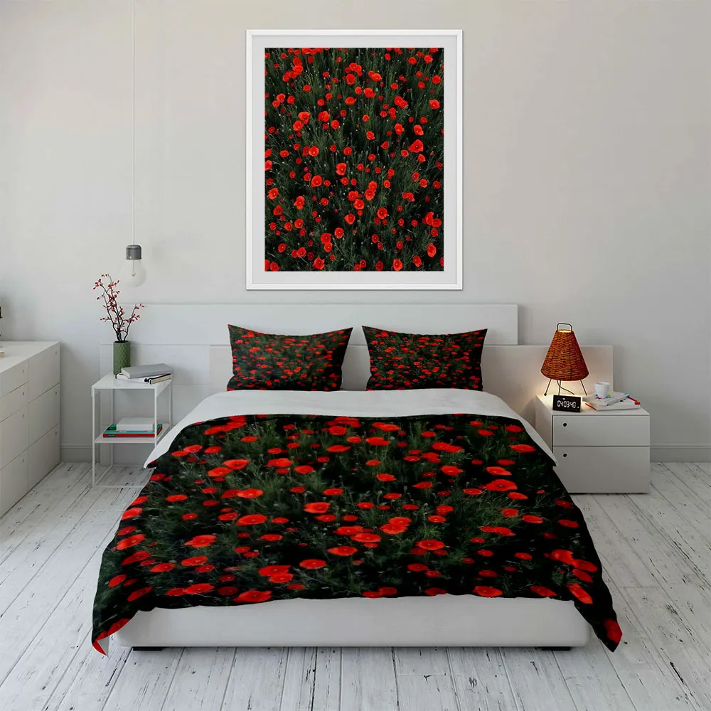Red Flower Art Three-Piece Set Bedding Set with 1 Duvet Cover 2 Pillowcases Single Double King Queen, Gift
Red Flower Art Three-Piece Set Bedding Set with 1 Duvet Cover 2 Pillowcases Single Double King Queen, Gift