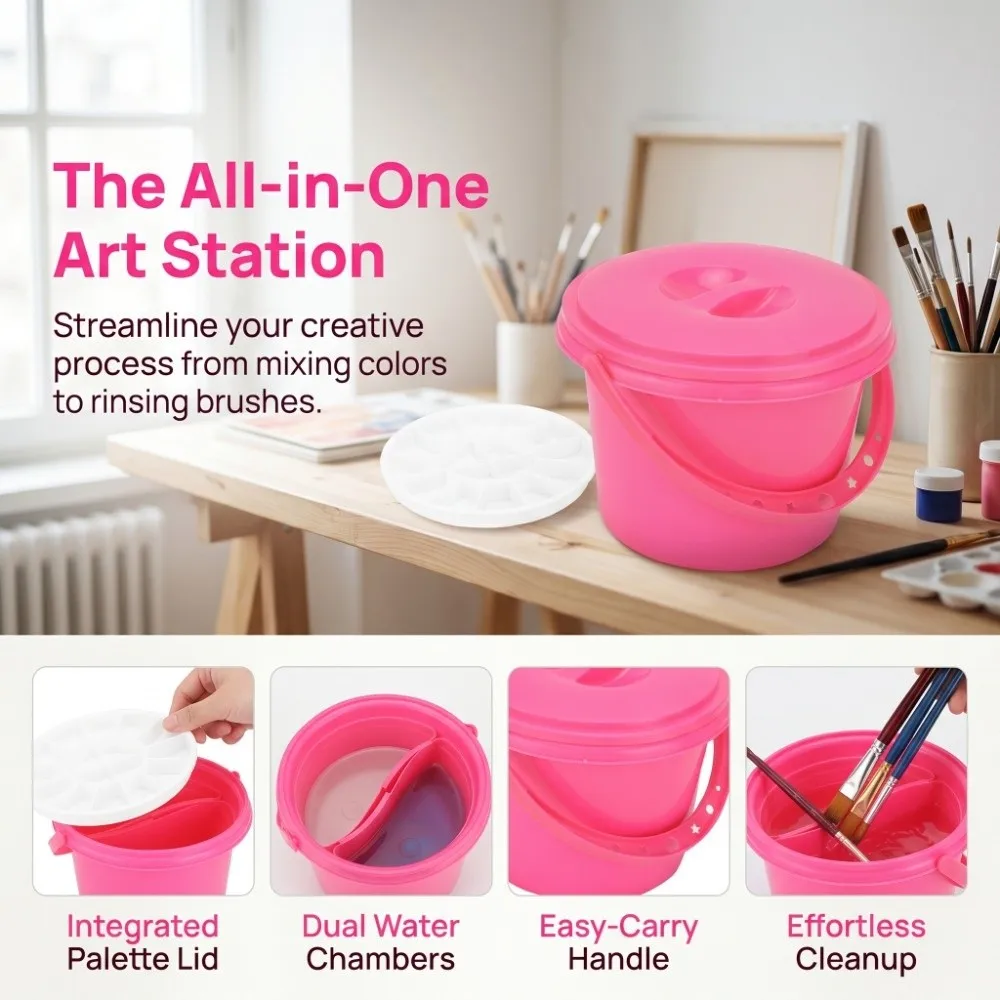 Four Optional Colors Paint Brush Tub Multi Function Plastic Watercolor Mixing Bucket Multi-grid Built-in Mixing Palette
Four Optional Colors Paint Brush Tub Multi Function Plastic Watercolor Mixing Bucket Multi-grid Built-in Mixing Palette