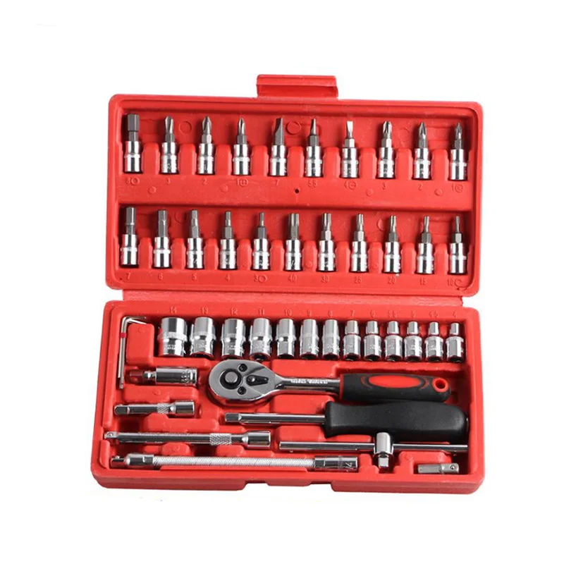 46pcs Car Bicycle Hand Repair Tool Kit Ratchet Torque Wrench Spanner Screwdriver Bit Socket Set Auto Mechanics DIY Enthusiasts
46pcs Car Bicycle Hand Repair Tool Kit Ratchet Torque Wrench Spanner Screwdriver Bit Socket Set Auto Mechanics DIY Enthusiasts