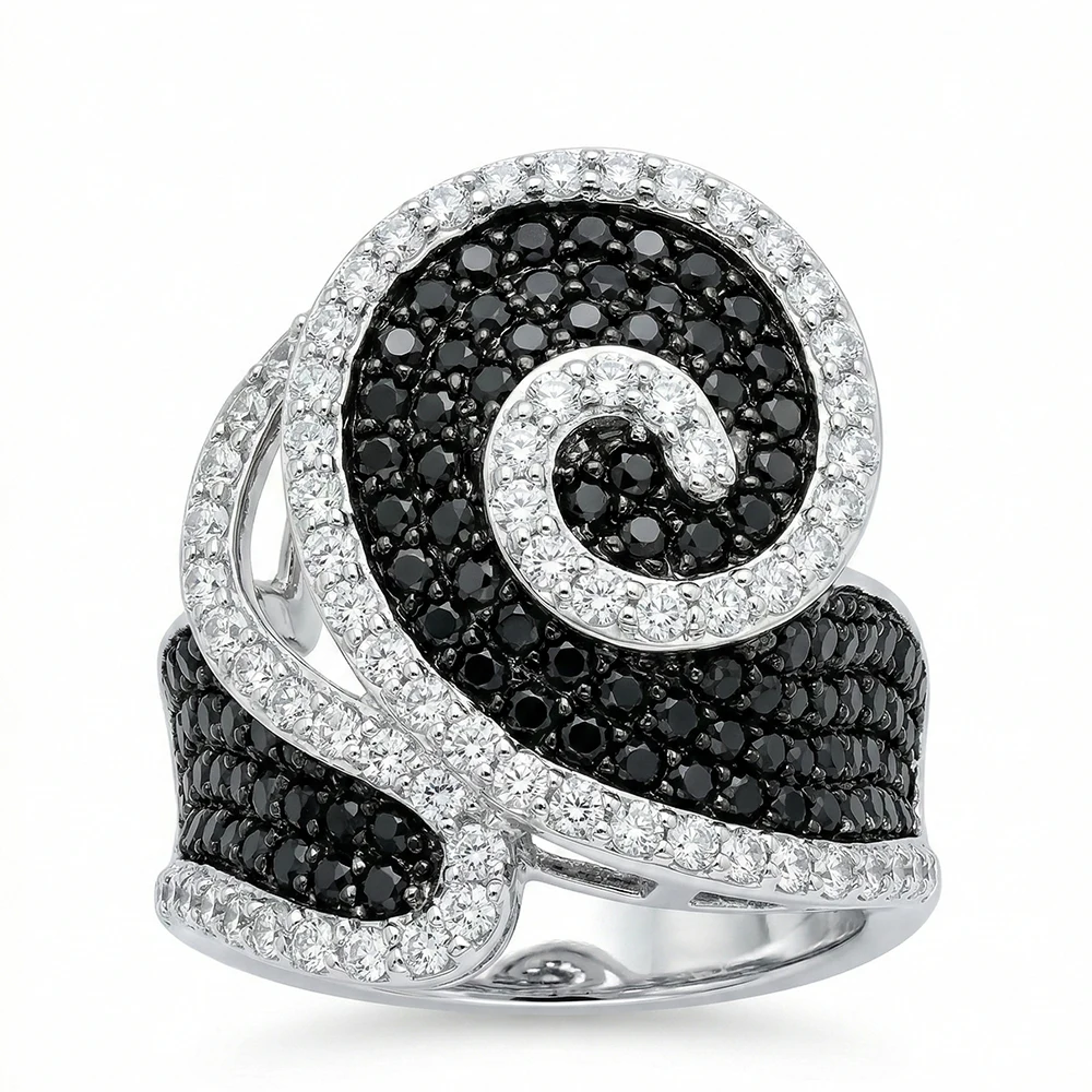YLMyself Black White CZ Swirl Statement Ring Pave Crystal Fashion Jewelry For Women
YLMyself Black White CZ Swirl Statement Ring Pave Crystal Fashion Jewelry For Women